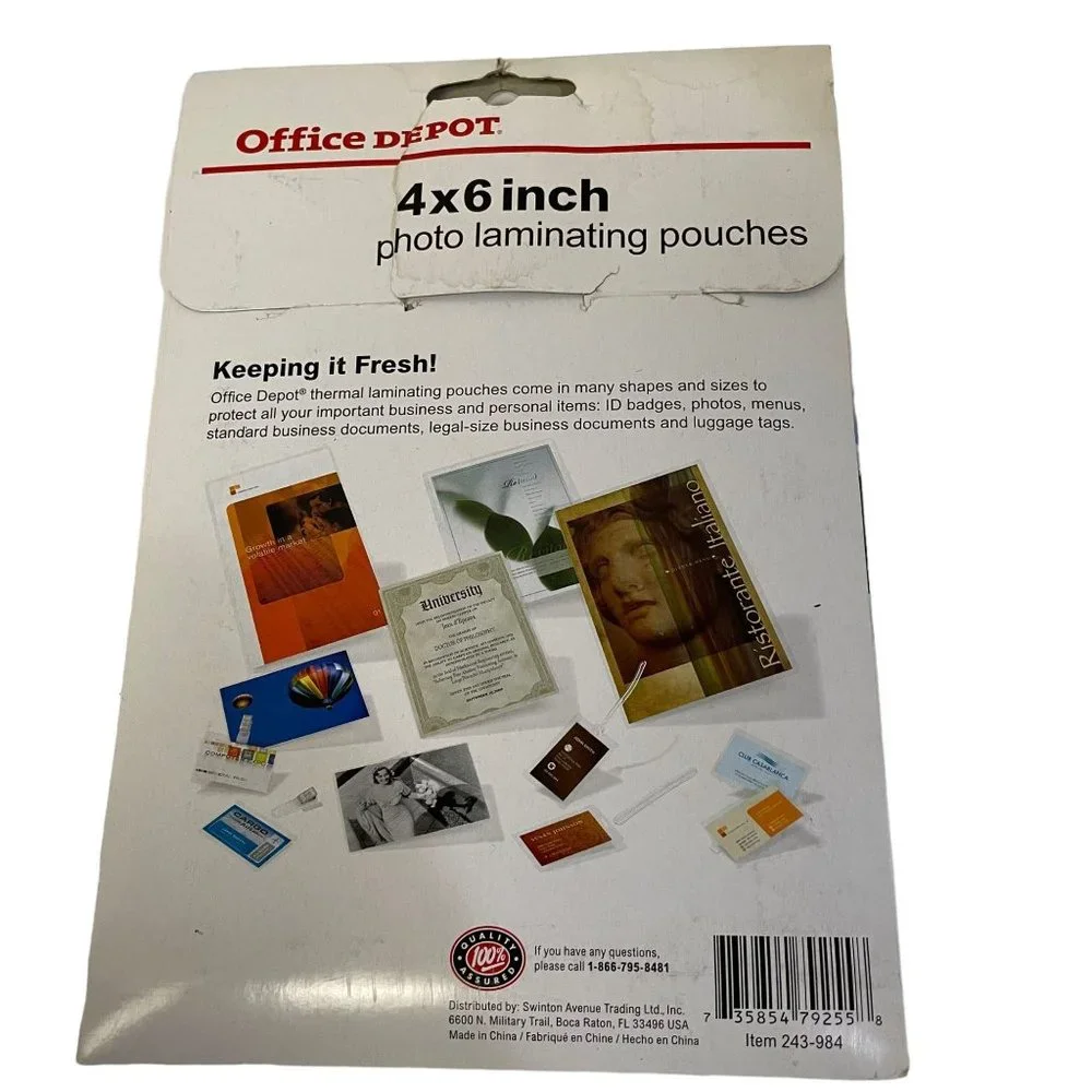Office Depot Photo Laminating Pouches 4 x‎ 6 inch 25 count
